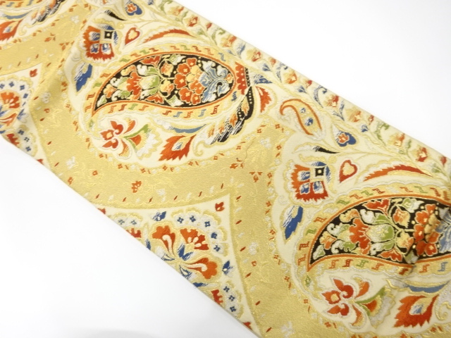 JAPANESE KIMONO / ANTIQUE FUKURO OBI / SILK / WOVEN FLORAL SARASA